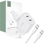 Tech-Protect C20W Network Charger 2xUSB-C, PD, 20W + USB-C / USB-C cable 100cm White