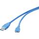 USB 3.0 priključni kabel [1x USB 3.2 gen. 1 utikač A (USB 3.0) - 1x USB 3.2 gen. 1 utikač Micro B (USB 3.0)] 30.00 cm plava boja pozlaćeni kontakti Renkforce
