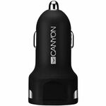 CNE-CCA04B - CANYON C-04 Universal 2xUSB car adapter, Input 12V-24V, Output 5V-2.4A, with Smart IC, black rubber coating with silver electroplated ring, 59.528.728.7mm, 0.019kg - - divh2CNE-CCA04br /Dual USB Car Charger, 2.4A/h2pThis reliable...
