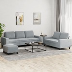 3-dijelni set sofa svjetlosivi od tkanine