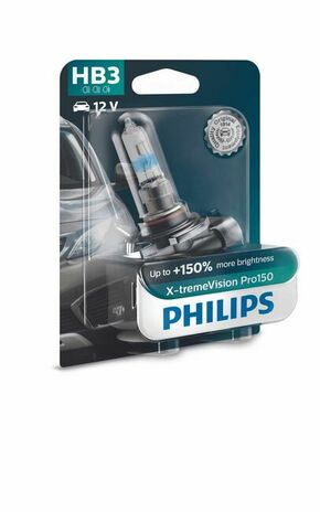 Philips X-treme Vision Pro150 (12V) - do 150% više svjetla - do 20% bjelije (3350-3600K)Philips X-treme Vision Pro150 (12V) - up to 150% more light HB3-X150-1