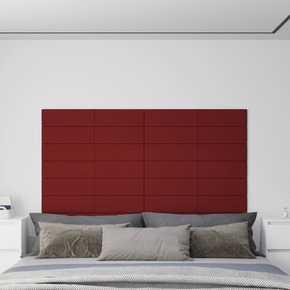 Zidne ploče 12 kom crvena boja vina 90 x 15 cm tkanina 1 62 m²