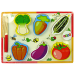 Wooden Vegetable Chopping Set 6 Pieces Tomato Peppers Cucumber