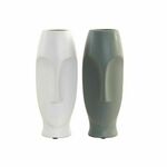 Vase DKD Home Decor White Grey Ceramic Plastic Face 11 x 11 x 26,8 cm (2 Units)