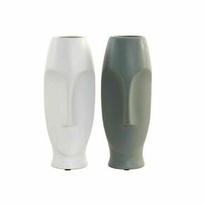 Vase DKD Home Decor White Grey Ceramic Plastic Face 11 x 11 x 26