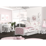 Dječji tapicirani krevet MEGI gumbi - rozi - 180*80