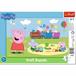 Peppa Pig: Sretan vlak puzzle od 15 komada uokvirene - Trefl