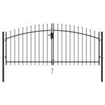 vidaXL Dvostruka vrata za ogradu sa šiljcima na vrhu 3 x 1,25 m crna