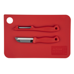 Altom Design set daska za rezanje + nož + strugač, 24 cm, crveni