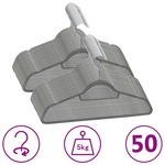 vidaXL 50-dijelni set vješalica za odjeću protuklizni sivi baršunasti