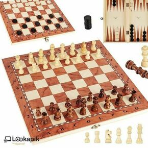 Drveni šah klasični - 3 u 1