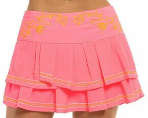 Ženska teniska suknja Lucky in Love Embroidery Floral Stitch Pleat Tier Skirt - neon pink