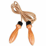 uže za preskakanje Leather rope II kožno uže, drvene ručke duljina 260 cm