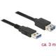 Delock USB kabel USB 3.2 gen. 1 (USB 3.0) USB-A utikač, USB-A utičnica 3.00 m crna pozlaćeni kontakti