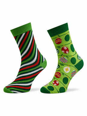 Set od 2 para ženskih visokih čarapa Rainbow Socks Xmas Balls Šarena