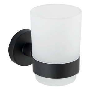 Bijela zidna čaša za četkice za zube s mat crnim držačem od nehrđajućeg čelika Wenko Uno Bosio
