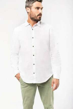MENS LONG SLEEVE LINEN AND COTTON SHIRT - White