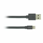 CANYON Charge &amp; Sync MFI flat cable, USB to lightning, certified by Apple, 1m, 0.28mm, Dark gray