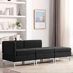 3-dijelni set sofa od tkanine crni