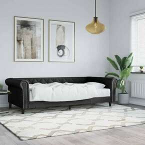 VidaXL Dnevni krevet s madracem crni 90 x 200 cm od umjetne kože