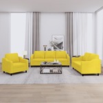 3-dijelni set sofa s jastucima svjetložuti od tkanine
