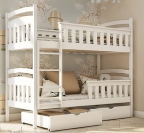Drveni dječji krevet na kat Harry s ladicom - bijeli - 200x90