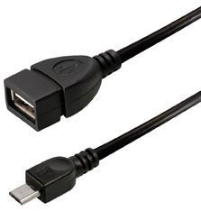 Transmedia OTG USB type A jack to USB type Micro B plug TRN-C258-BL