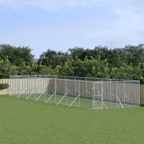 VidaXL Vanjski kavez za pse srebrni 4 x 16 x 2 m od pocinčanog čelika