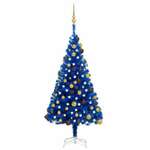 vidaXL Umjetno božićno drvce LED sa setom kuglica plavo 120 cm PVC