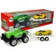 Set of Vehicles Yellow Sportcars Green Off-Road with Friction
