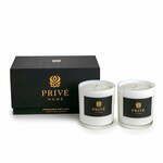 Set od 2 bijele mirisne svijeće Privé Home Safran-Ambre Noir/Black Wood