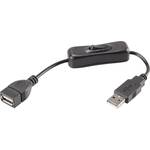 Renkforce USB kabel USB 2.0 USB-A utikač, USB-A utičnica 25.00 cm crna uklj. on/off prekidač, pozlaćeni kontakti