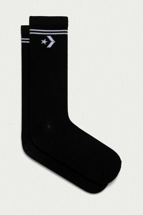 Čarape Converse boja: crna - crna. Visoke čarape iz kolekcije Converse. Model izrađen od elastičnog materijala. U setu dva para.