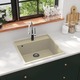 vidaXL Kuhinjski sudoper s otvorom protiv prelijevanja bež granitni