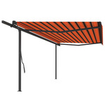 vidaXL Automatska uvlačiva tenda sa stupovima 5x3,5 m narančasto-smeđa