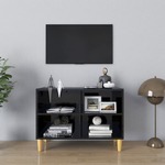 vidaXL TV ormarić s drvenim nogama visoki sjaj crni 69,5x30x50 cm