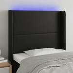 vidaXL LED uzglavlje crno 93x16x118/128 cm od umjetne kože