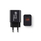 Prio Fast Charge zidni punjač 18W PD(USB C)+QC 3.0(USB A) crni