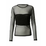 Bluza Sisley za žene, boja: crna, glatka - crna. Majica iz kolekcije Sisley. Model izrađen od prozirnog materijala. Ima okrugli izrez.