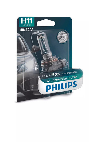 Philips X-treme Vision Pro150 (12V) - do 150% više svjetla - do 20% bjelije (3350-3600K)Philips X-treme Vision Pro150 (12V) - up to 150% more light H11-X150-1