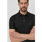 Polo majica Tommy Hilfiger za muškarce, boja: crna - crna. Polo iz kolekcije Tommy Hilfiger. Model izrađen od lagano elastične pletenine.
