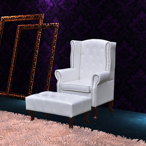 VidaXL Fotelja stolica sa bijelim otomanom