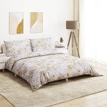 vidaXL Set posteljine za poplun bijelo-smeđi 155 x 220 cm pamučni