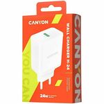 Canyon, Wall charger with 1*USB, QC3.0 24W, Input: 100V-240V, Output: DC 5V/3A,9V/2.67A,12V/2A, Eu plug, Over-load, over-heated, over-current and short circuit protection, CE, RoHS ,ERP. Size:89*46*2 CNE-CHA24W CNE-CHA24W