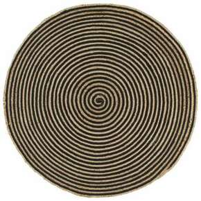 VidaXL Ručno rađeni tepih od jute sa spiralnim uzorkom crni 90 cm