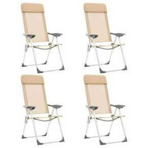 VidaXL Sklopive stolice za kampiranje 4 kom krem aluminijske