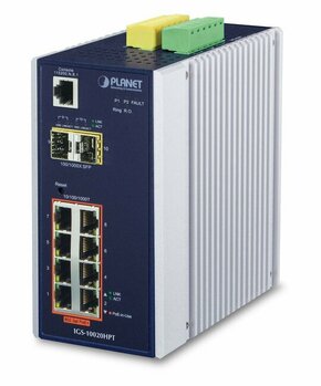 PLANET IGS-10020HPT mrežni prekidač Upravljano L2+ Gigabit Ethernet (10/100/1000) Podrška za napajanje putem Etherneta (PoE) Crno