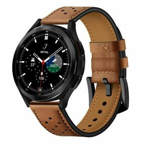 Tech-Protect® Leather Remen za Samsung Galaxy Watch 4/5/5 Pro/6 (40/42/43/44/45/46/47mm) Smeđi