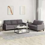 2-dijelni set sofa s jastucima sivi od umjetne kože