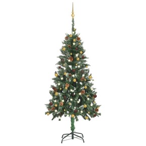 VidaXL Umjetno božićno drvce s LED svjetlima i kuglicama 150 cm